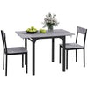 HOMCOM Dining Table Set for 2, 3-Piece Kitchen Table Set for 2, Folding Rectangular Dining Table with 2 Drop Leaves, 2 Chairs for Dining Room, Dinette, Breakfast Nook, Light Grey