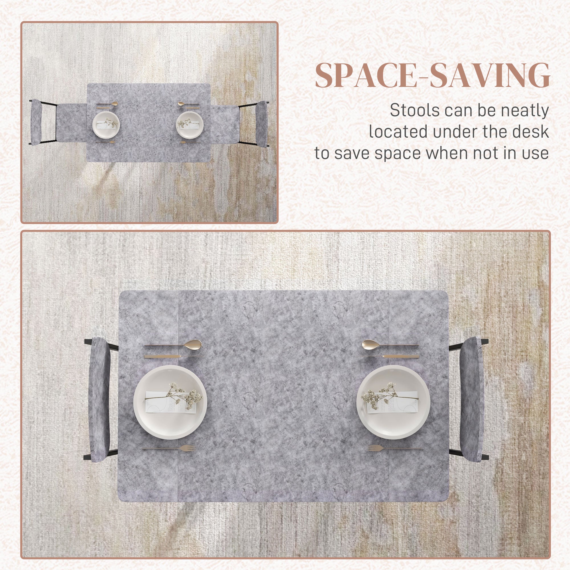 HOMCOM Dining Table Set for 2, 3-Piece Kitchen Table Set for 2, Folding Rectangular Dining Table with 2 Drop Leaves, 2 Chairs for Dining Room, Dinette, Breakfast Nook, Light Grey