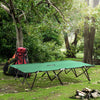 Outsunny 76" Two Person Folding Camping Cot Outdoor Portable Double Cot Wide Military Sleeping Bed w/ Carrying Bag Green