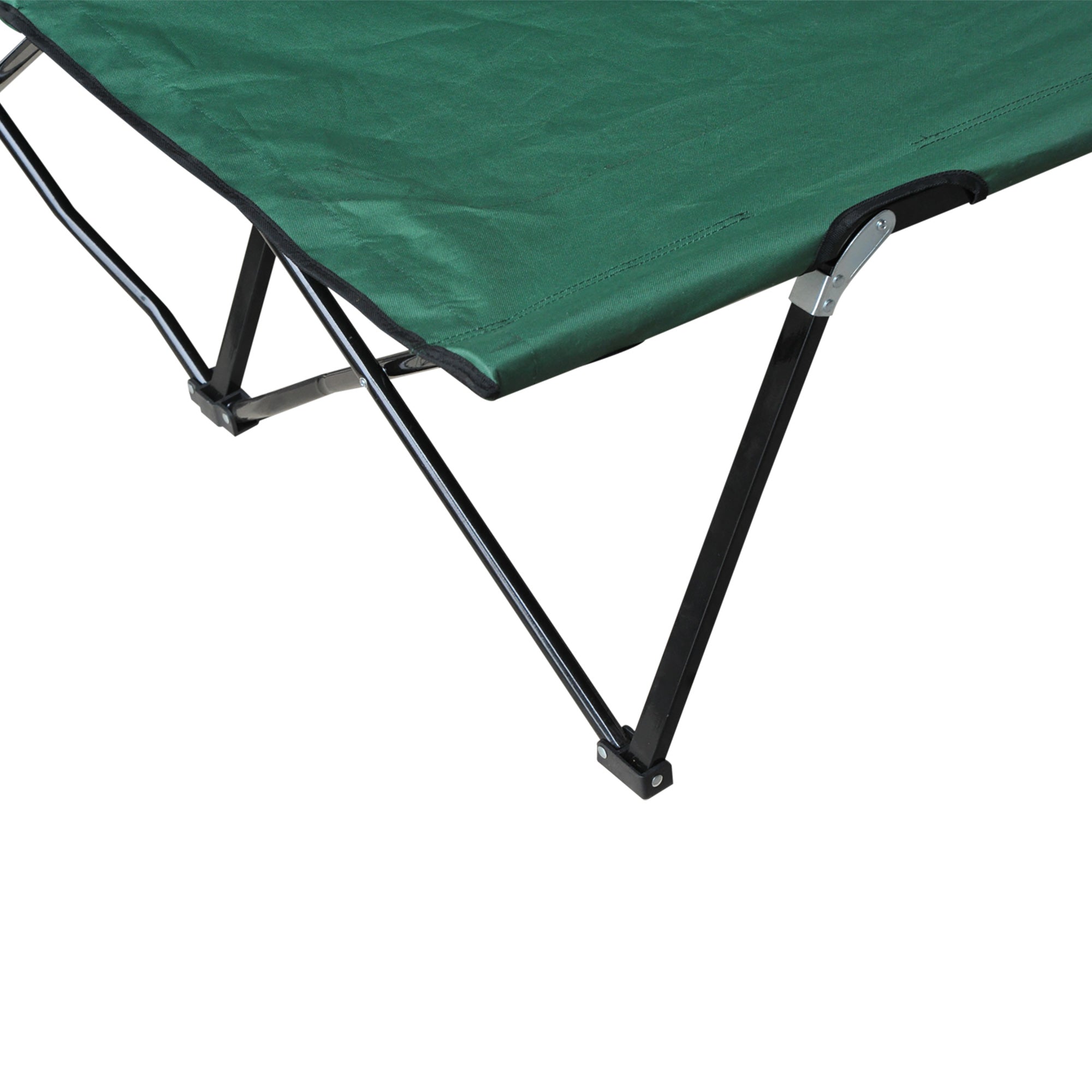 Outsunny 76" Two Person Folding Camping Cot Outdoor Portable Double Cot Wide Military Sleeping Bed w/ Carrying Bag Green