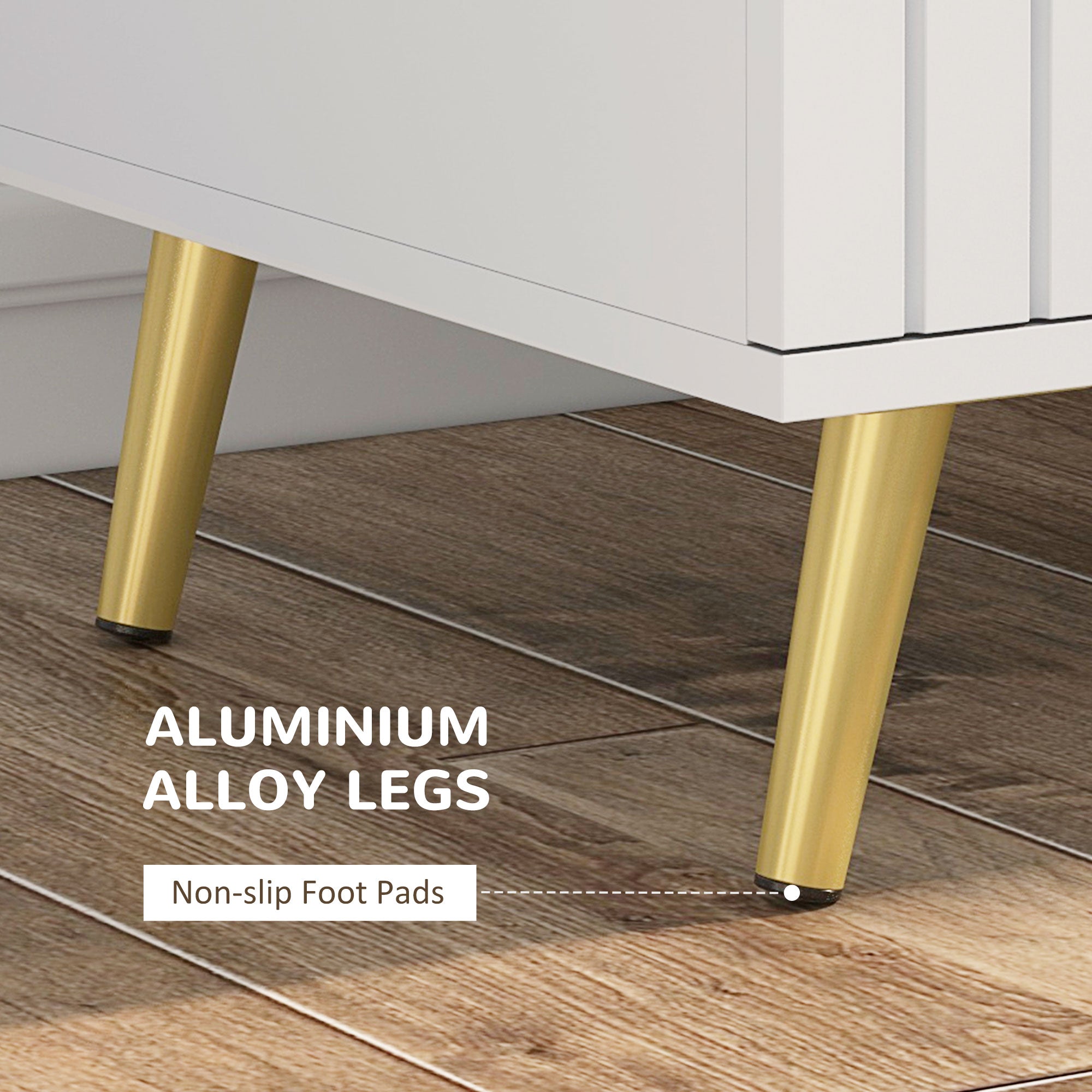 HOMCOM Bedroom Chest of Drawers, Modern 3-Drawer Dresser, Storage Drawer Unit with Aluminium Legs, White