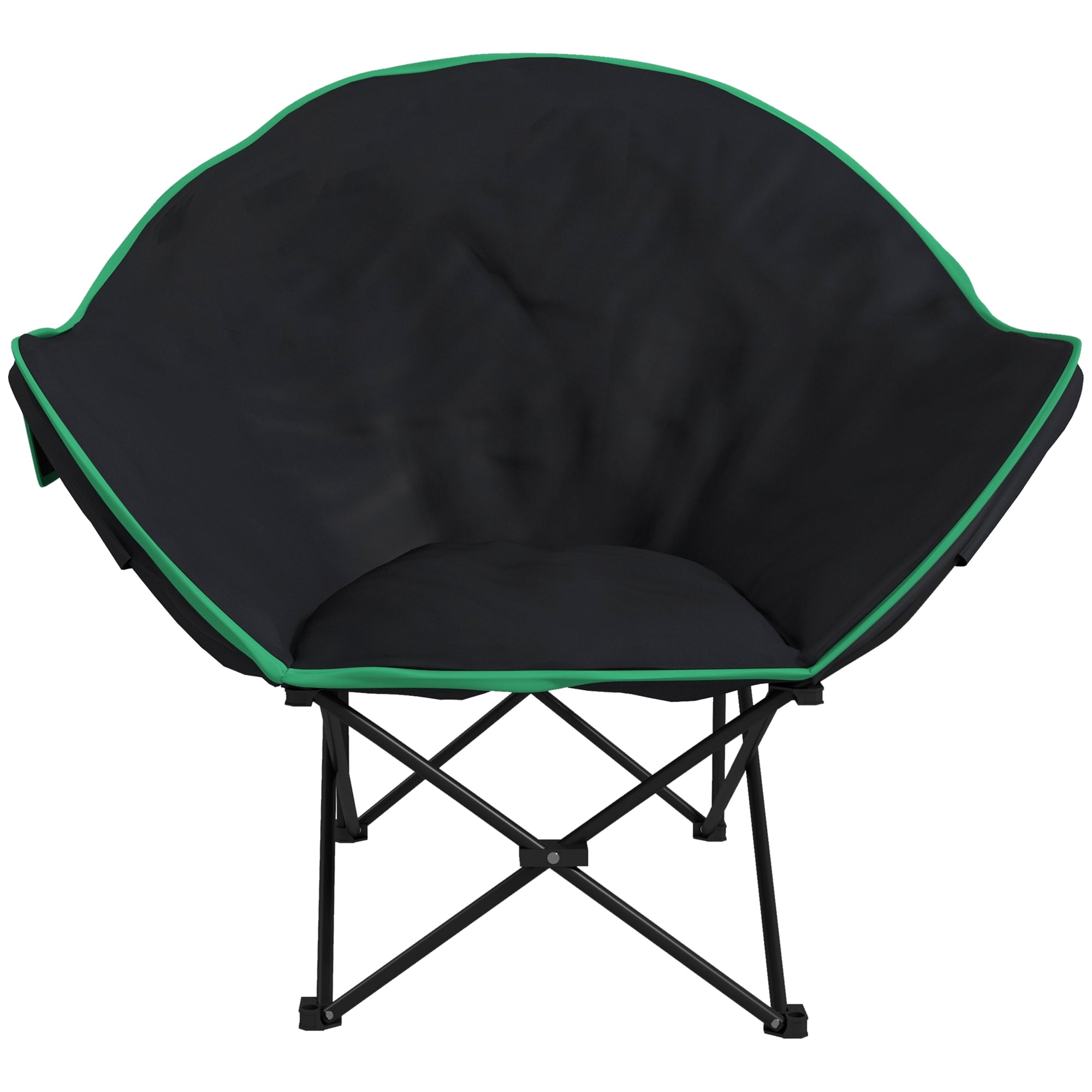 Outsunny Foldable Camping Chair Padded Moon Saucer Chair with Carry Bag, Storage Pocket for Outdoor, Beach, Picnic, Hiking, Fishing, Travel