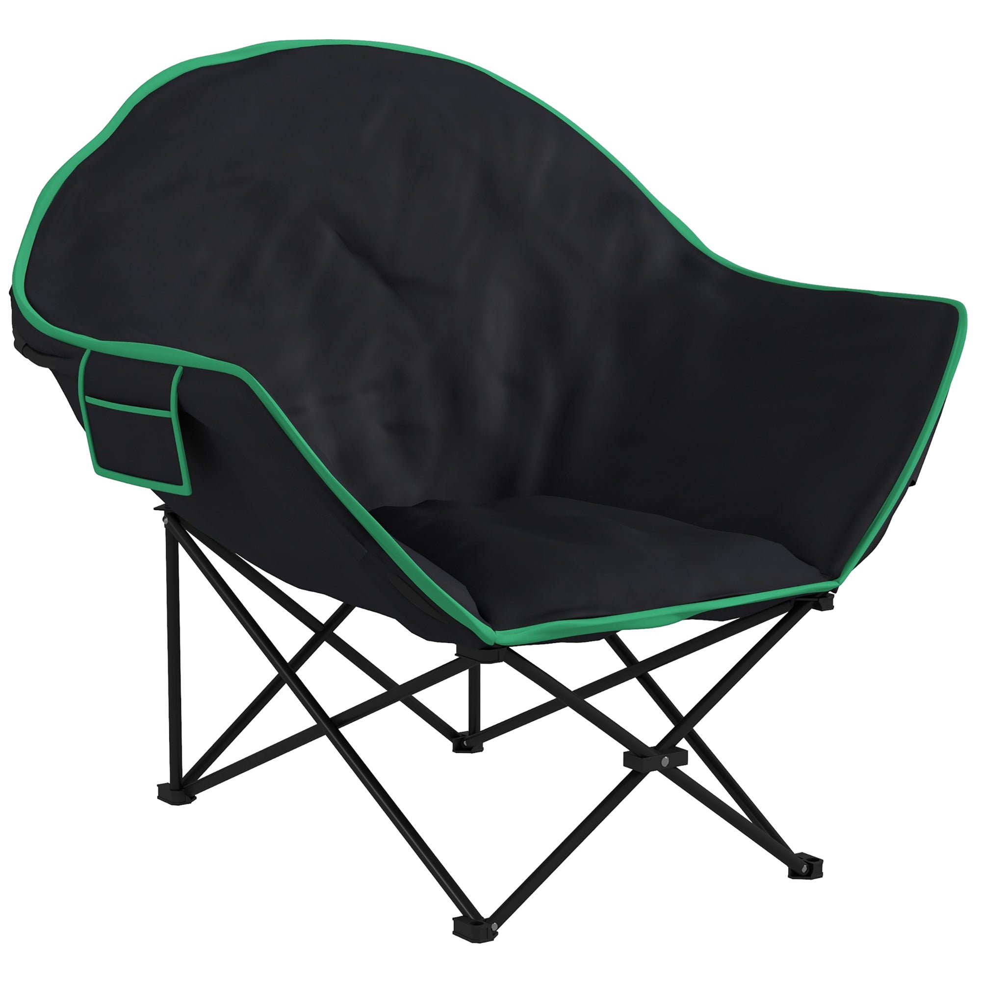 Outsunny Foldable Camping Chair Padded Moon Saucer Chair with Carry Bag, Storage Pocket for Outdoor, Beach, Picnic, Hiking, Fishing, Travel
