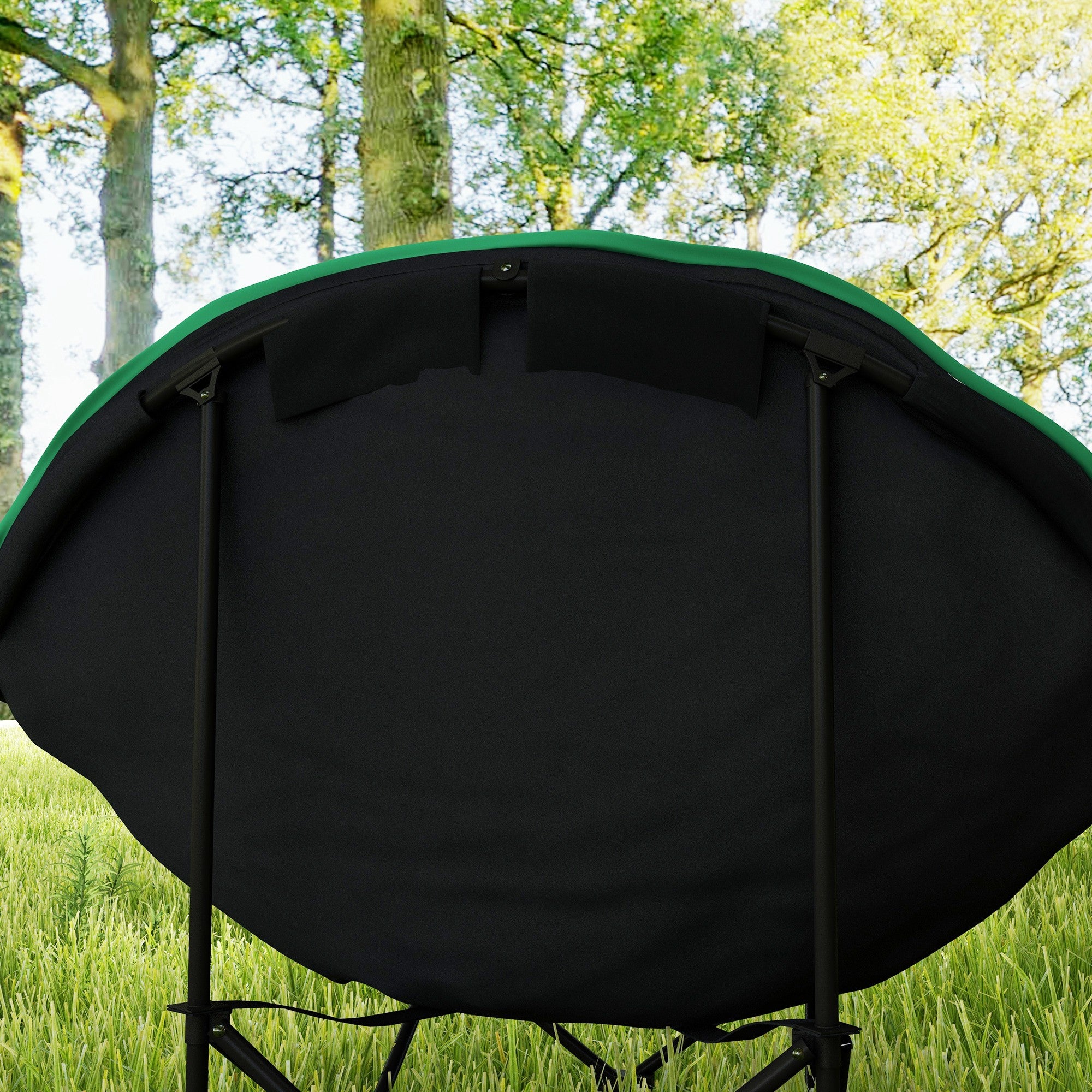 Outsunny Foldable Camping Chair Padded Moon Saucer Chair with Carry Bag, Storage Pocket for Outdoor, Beach, Picnic, Hiking, Fishing, Travel