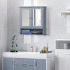 kleankin Medicine Cabinet, Wall-Mounted Bathroom Mirror Cabinet with Double Doors, Open Shelf, and Adjustable Shelf, Modern Bathroom Wall Cabinet, Grey