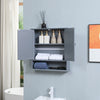 kleankin Medicine Cabinet, Wall-Mounted Bathroom Mirror Cabinet with Double Doors, Open Shelf, and Adjustable Shelf, Modern Bathroom Wall Cabinet, Grey