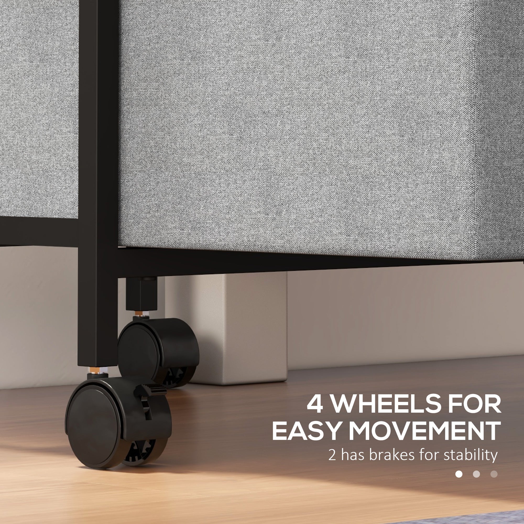 Vinsetto Vertical Filing Cabinet, Mobile File Cabinet with 3 Non-woven Fabric Drawers, Hanging Bars for Letter Size, Industrial Printer Stand for Home Office, Dark Grey