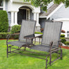 Outsunny Outdoor Glider Bench with Table, Patio Loveseat for 2 Persons, Garden Glider Rocking Chair with Breathable Mesh Fabric, Grey