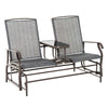 Outsunny Outdoor Glider Bench with Table, Patio Loveseat for 2 Persons, Garden Glider Rocking Chair with Breathable Mesh Fabric, Grey