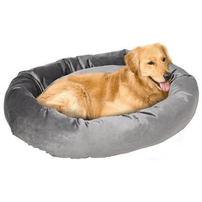 PawHut Pet Bed, Soft Velvet Lounge Sleeper, Machine Washable Cushion, Soft Padding, Zippered Cover, Portable, ​for Large Dogs, Dark Grey