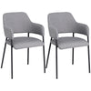 HOMCOM Modern Dining Chairs Set of 2, Linen Touch Fabric Accent Chairs with Armrests, Kitchen Chairs with Steel Legs for Living Room, Grey