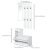 HOMCOM Entryway Organizer Unit, 3 In 1 Design Hall Tree with 6 Hooks, Mirror, Coat Rack Shoe Storage Shelf with Coat Hanger for Hallway Living Room White