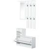 HOMCOM Entryway Organizer Unit, 3 In 1 Design Hall Tree with 6 Hooks, Mirror, Coat Rack Shoe Storage Shelf with Coat Hanger for Hallway Living Room White