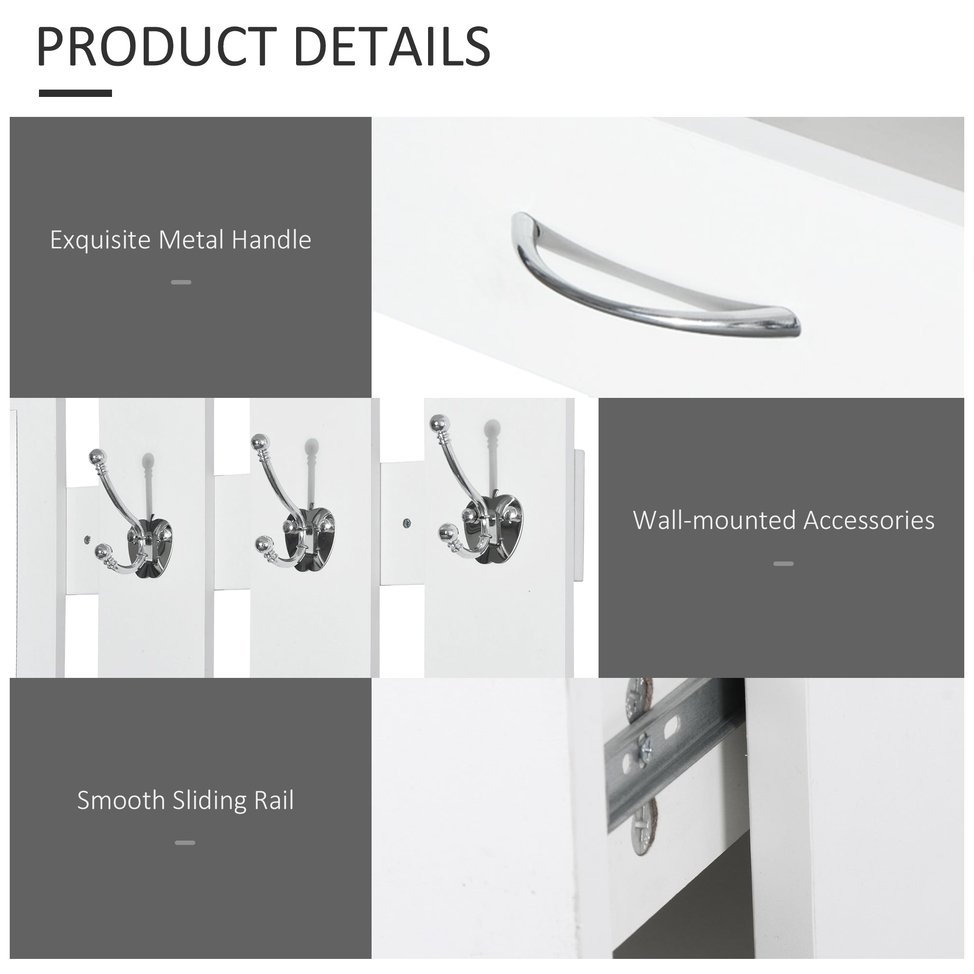 HOMCOM Entryway Organizer Unit, 3 In 1 Design Hall Tree with 6 Hooks, Mirror, Coat Rack Shoe Storage Shelf with Coat Hanger for Hallway Living Room White