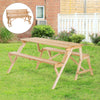 Outsunny Patio Wooden Folding Picnic Table with Benches, Outdoor 2 in 1 Convertible Patio & Garden Bench, Foldable Picnic Table with Umbrella Hole, Nature