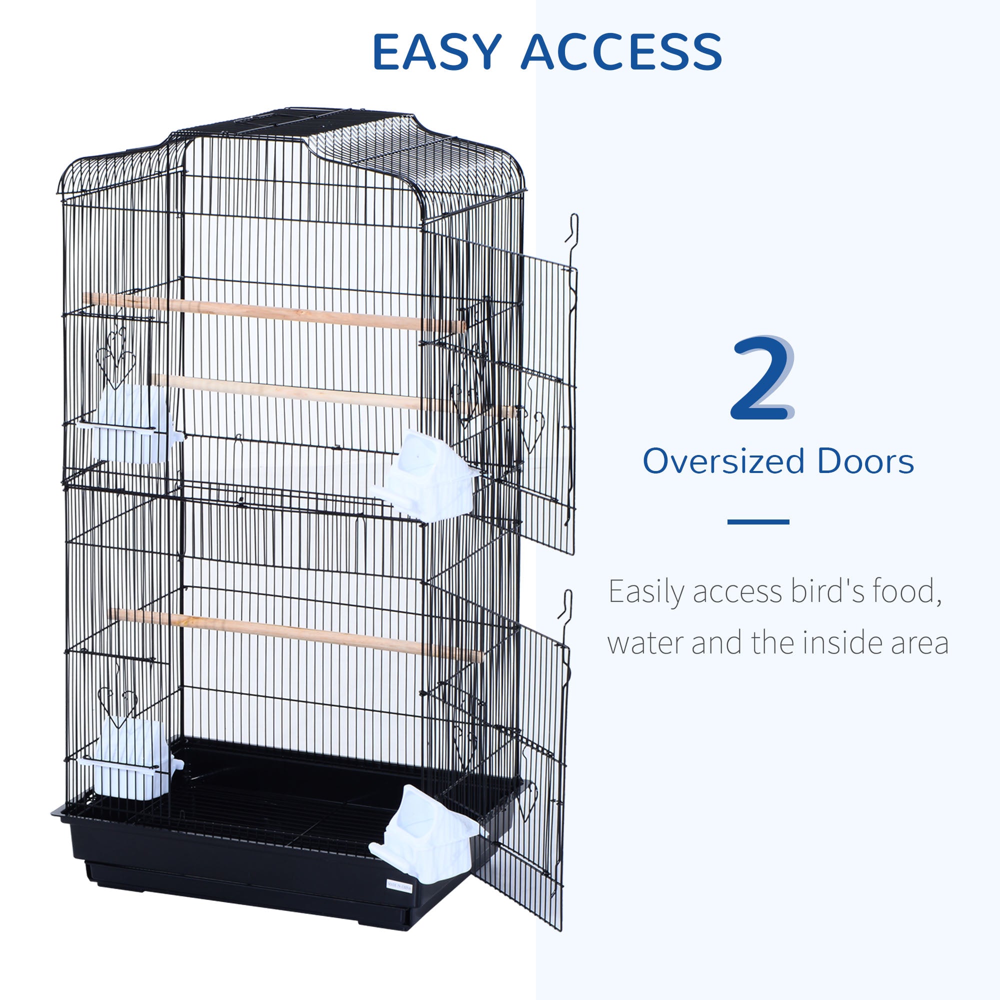 PawHut 36" Bird Cage for Finches Canaries Budgies, Parrot Cage with Accessories Handle, Black