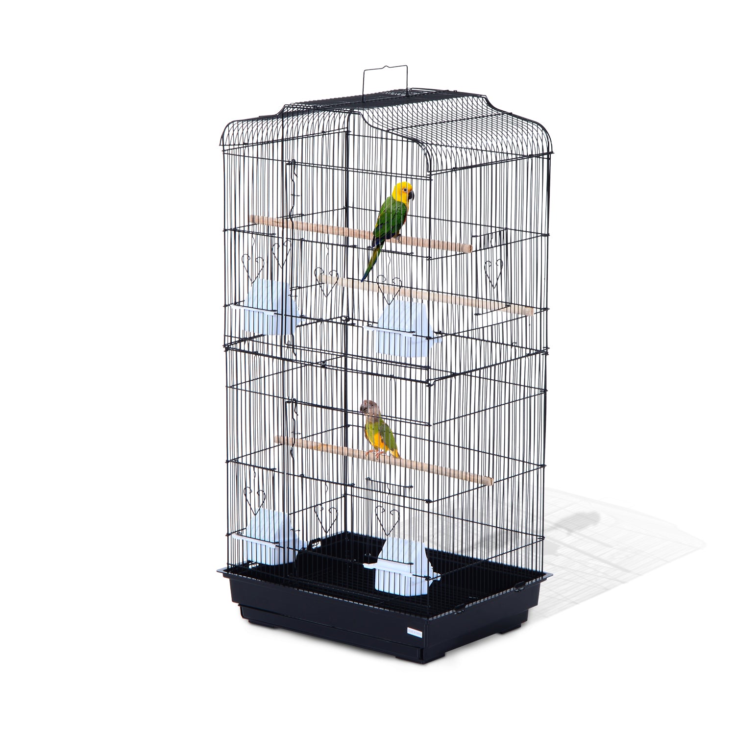 PawHut Large Metal Bird Cage for Parrot Parakeet Macaw Pet Supply Black 47.5L x 36W x 91H (cm)