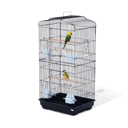 PawHut Large Metal Bird Cage for Parrot Parakeet Macaw Pet Supply Black 47.5L x 36W x 91H (cm)