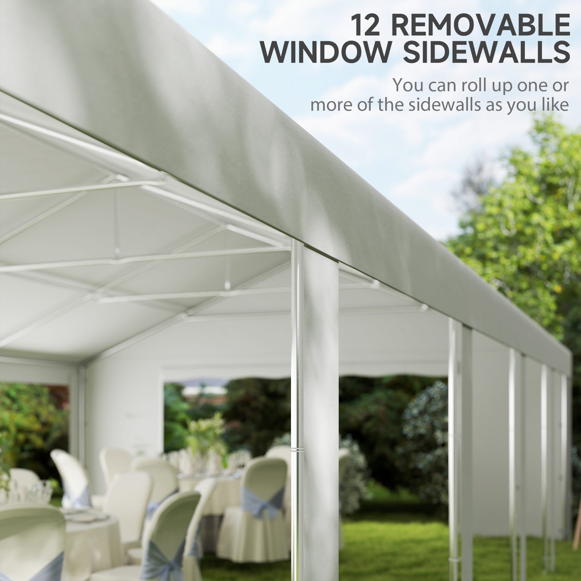 Outsunny 20' x 40' Heavy Duty Party Tent and Carport, Galvanized Outdoor Canopy Tent Event Tent with 12 Removable Window Sidewalls for Parties, Wedding, Events, BBQ, White