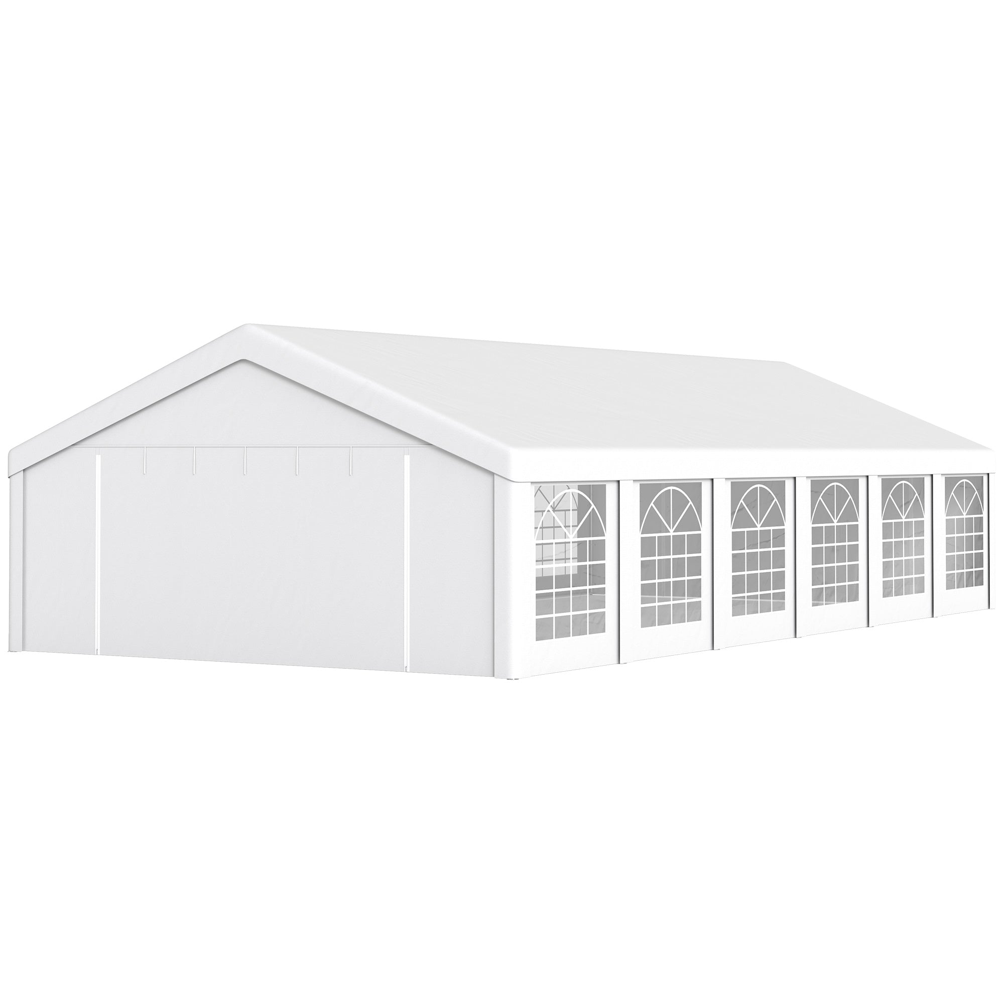Outsunny 20' x 40' Heavy Duty Party Tent and Carport, Galvanized Outdoor Canopy Tent Event Tent with 12 Removable Window Sidewalls for Parties, Wedding, Events, BBQ, White