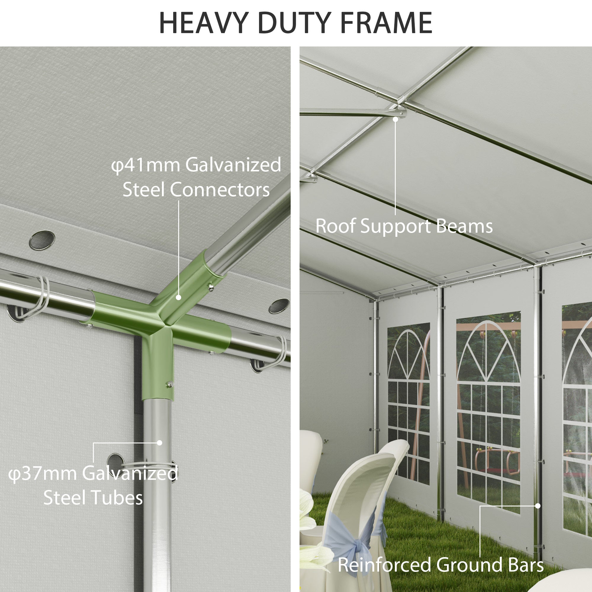 Outsunny 20' x 40' Heavy Duty Party Tent and Carport, Galvanized Outdoor Canopy Tent Event Tent with 12 Removable Window Sidewalls for Parties, Wedding, Events, BBQ, White