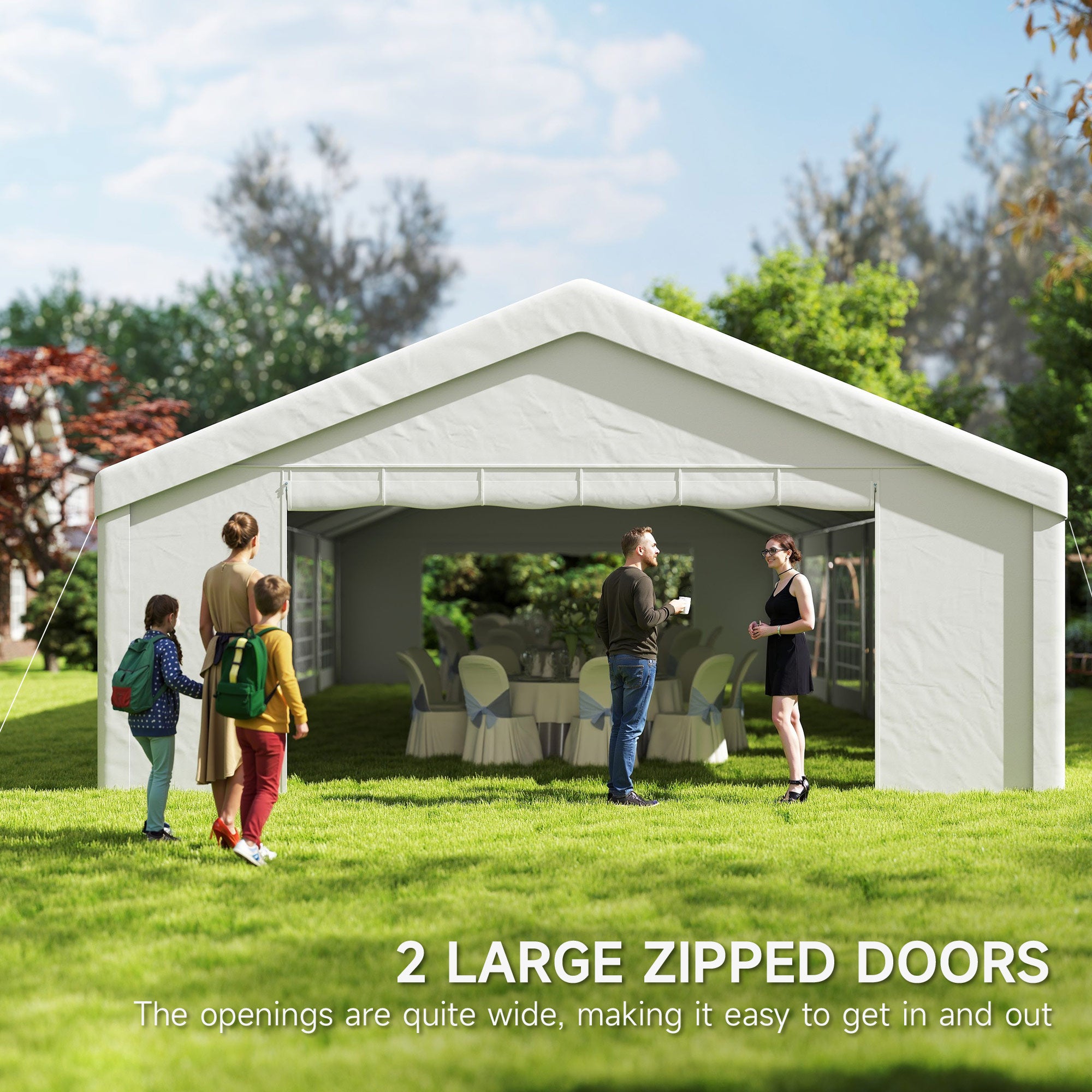 Outsunny 20' x 40' Heavy Duty Party Tent and Carport, Galvanized Outdoor Canopy Tent Event Tent with 12 Removable Window Sidewalls for Parties, Wedding, Events, BBQ, White