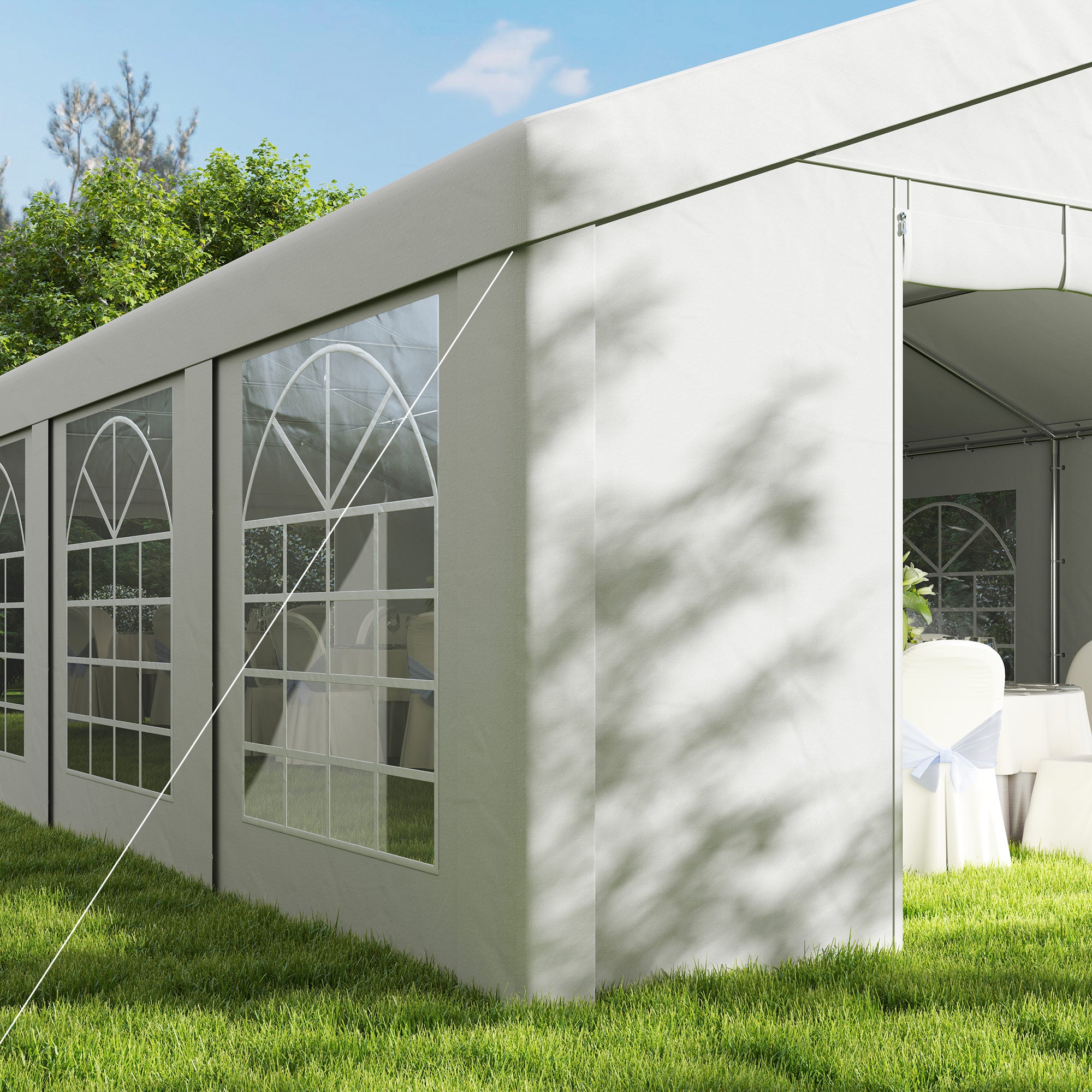 Outsunny 20' x 40' Heavy Duty Party Tent and Carport, Galvanized Outdoor Canopy Tent Event Tent with 12 Removable Window Sidewalls for Parties, Wedding, Events, BBQ, White