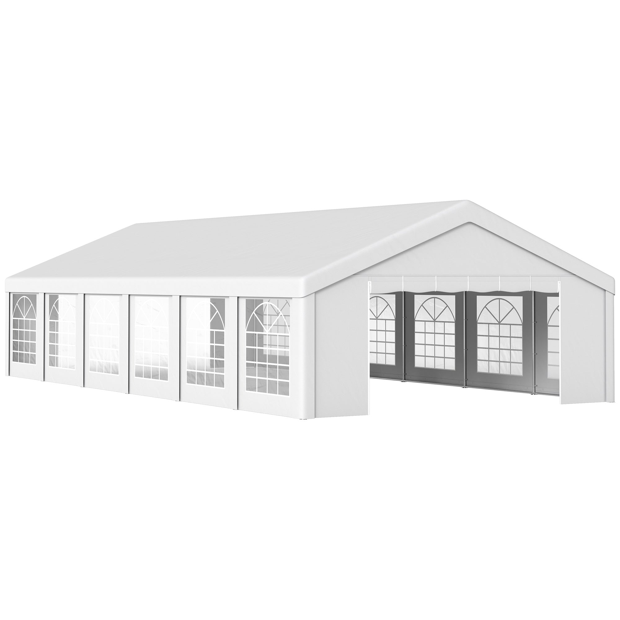 Outsunny 20' x 40' Heavy Duty Party Tent and Carport, Galvanized Outdoor Canopy Tent Event Tent with 12 Removable Window Sidewalls for Parties, Wedding, Events, BBQ, White