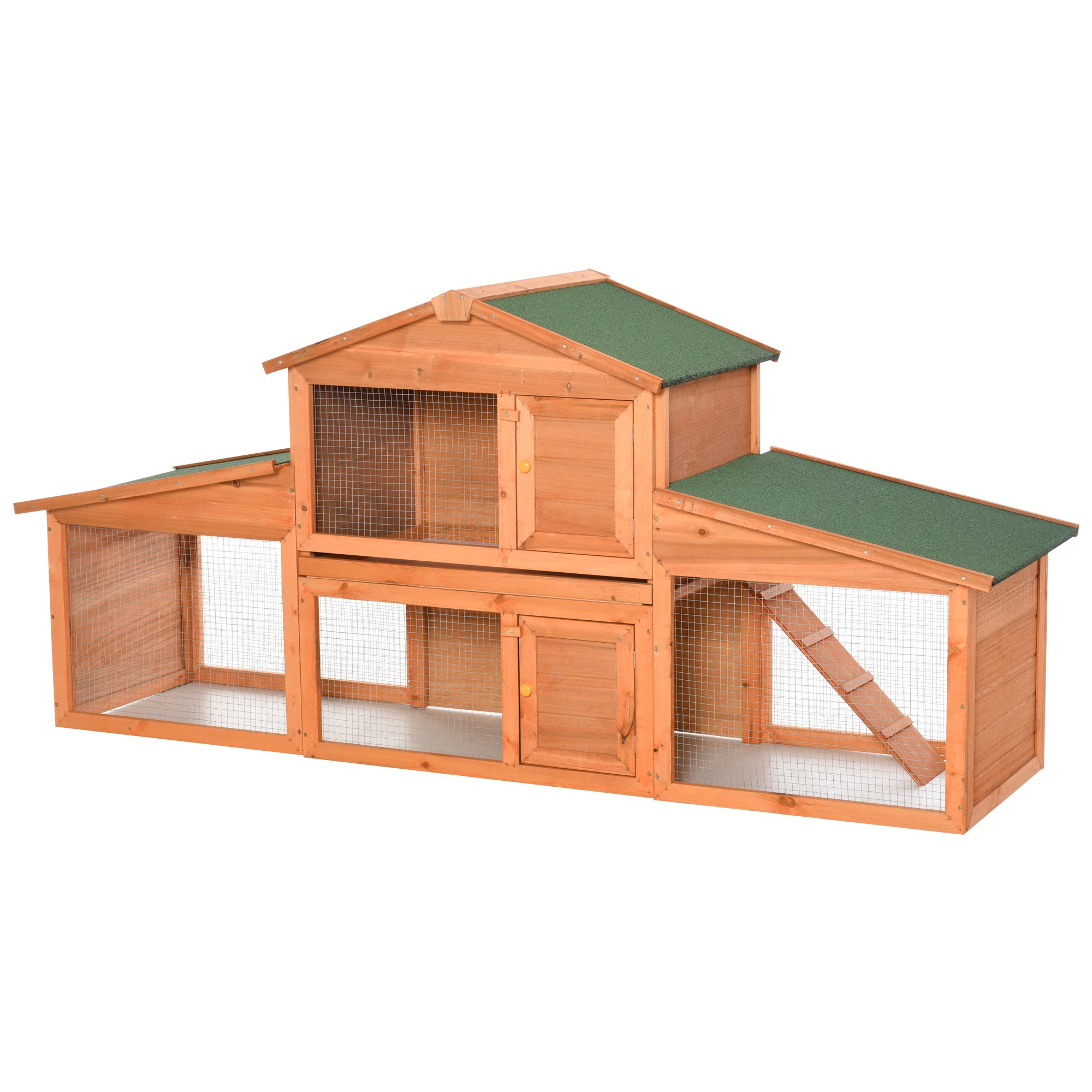 PawHut 2-Story Wooden Rabbit Hutch Backyard Bunny Cage Small Animal  House with Outdoor Run