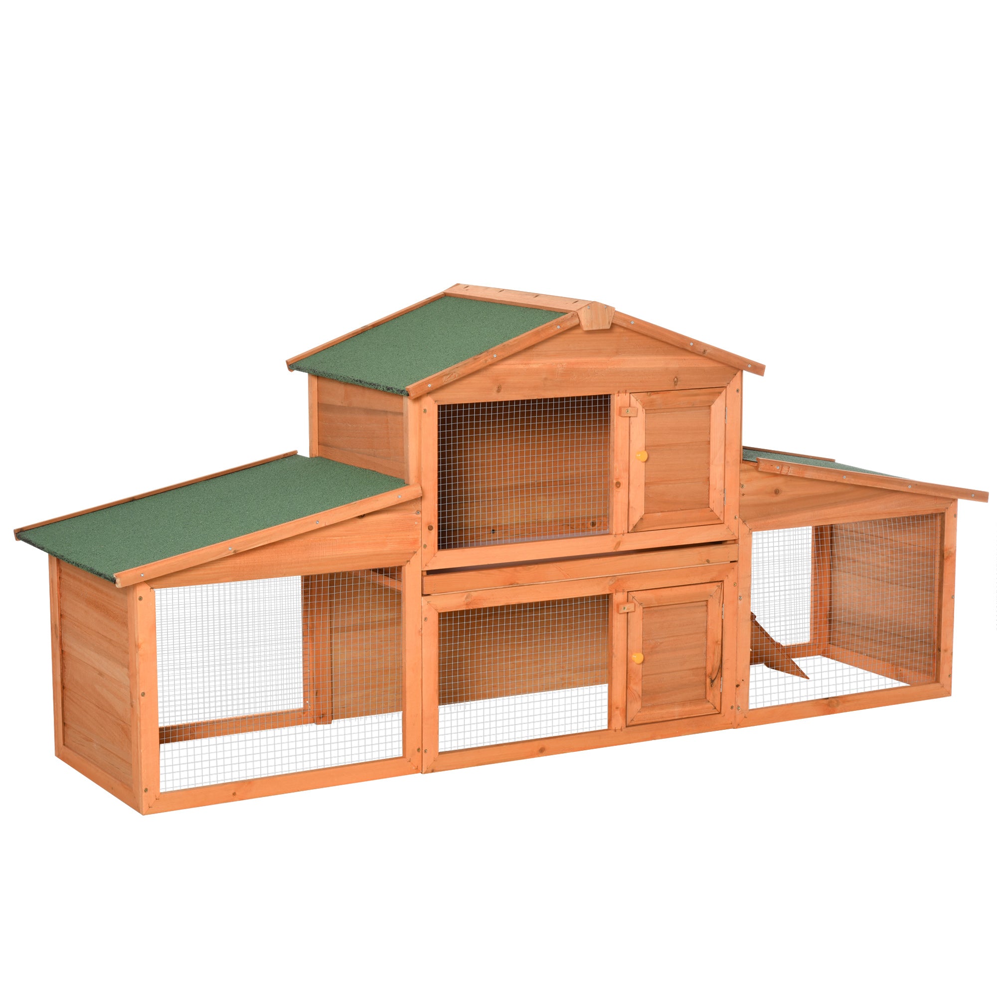 PawHut 2-Story Wooden Rabbit Hutch Backyard Bunny Cage Small Animal  House with Outdoor Run