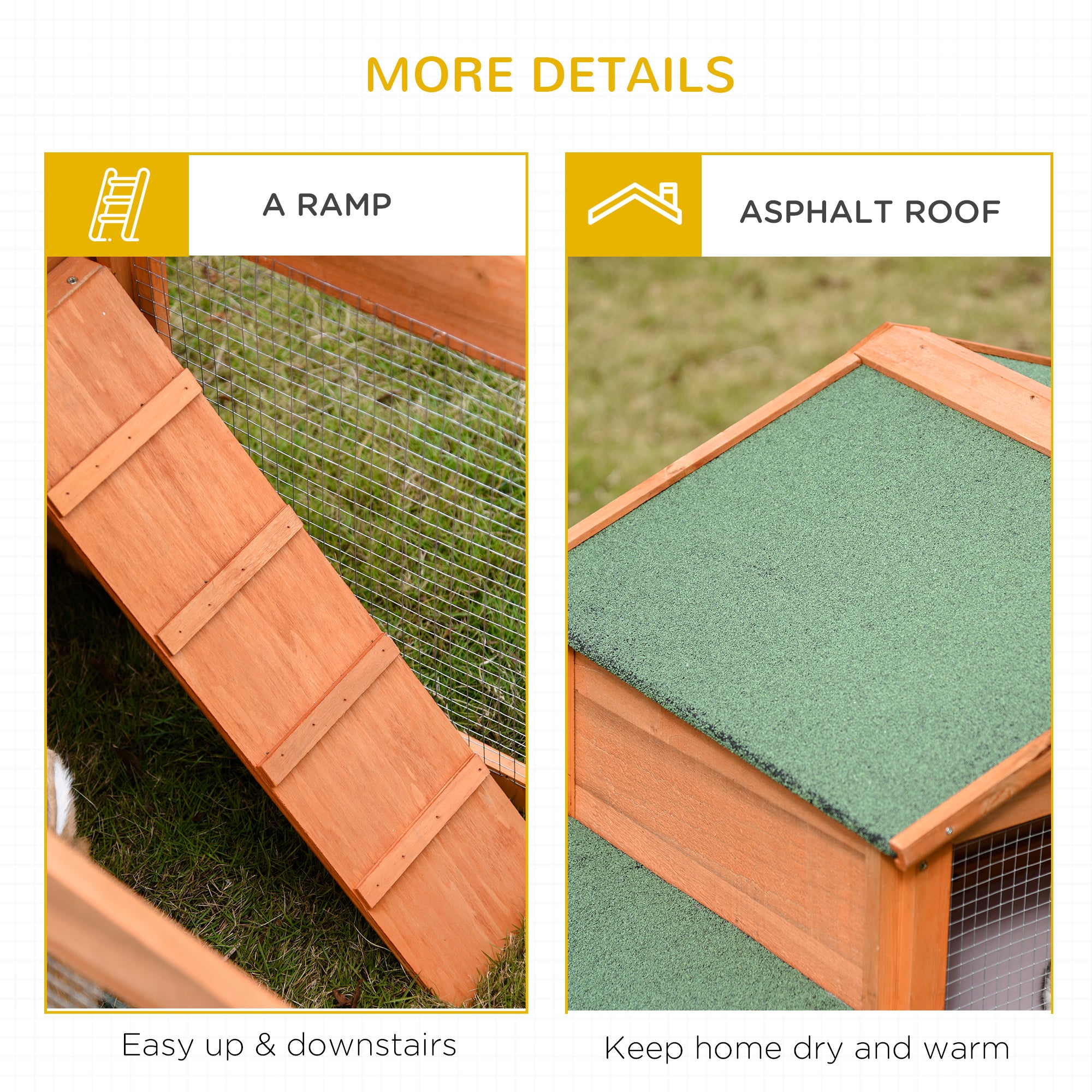 PawHut 2-Story Wooden Rabbit Hutch Backyard Bunny Cage Small Animal  House with Outdoor Run