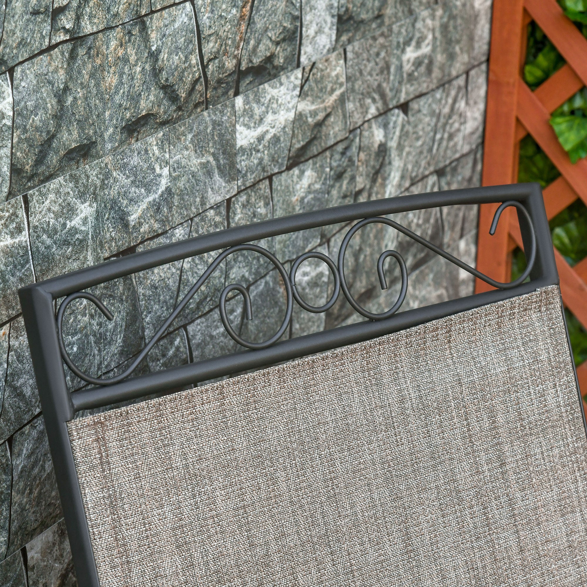 Outsunny Outdoor Glider Bench with Coffee Table, Patio 2-Seat Rocking Chair Swing Loveseat with Breathable Sling for Backyard Garden Porch, Brown