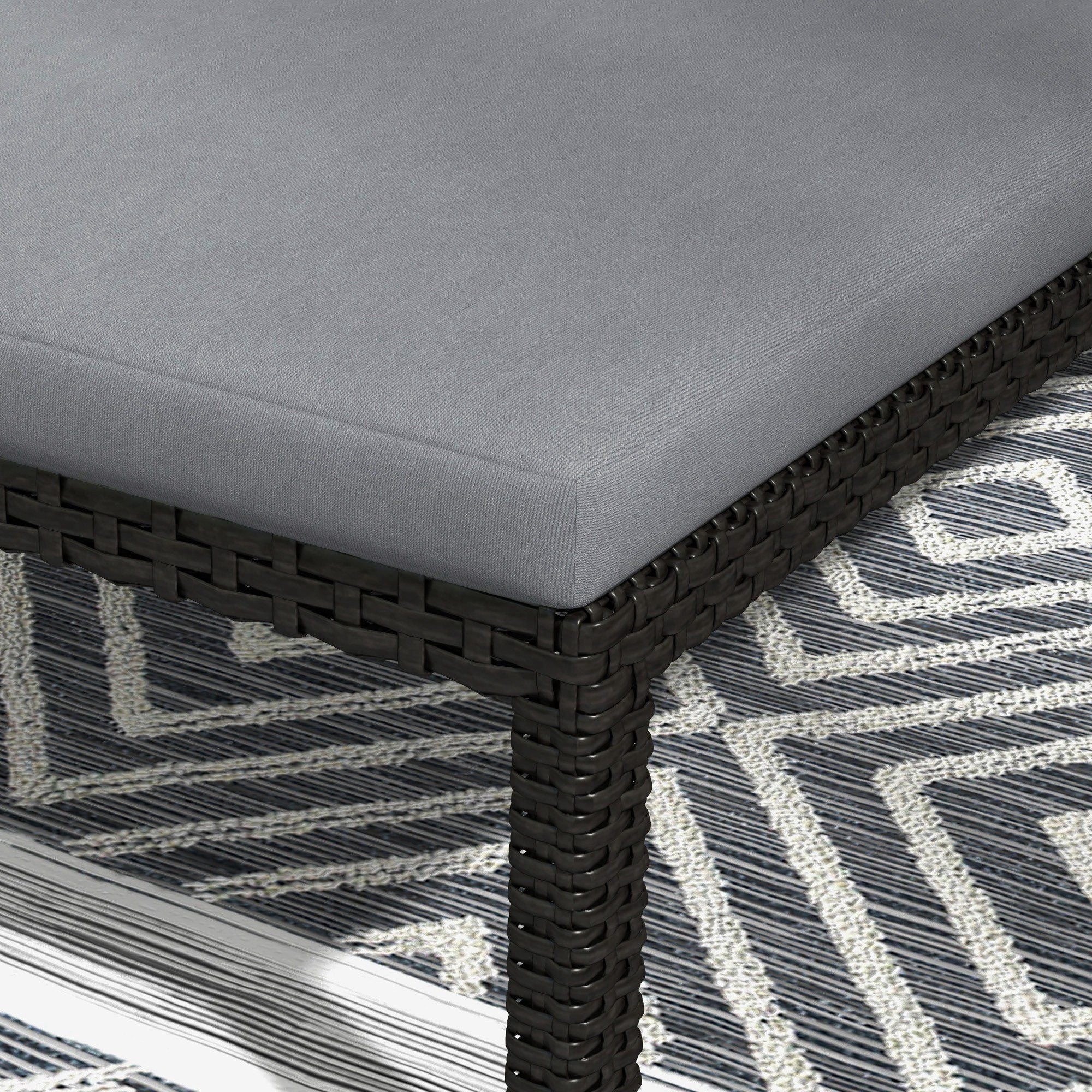 Outsunny Wicker Chaise Lounger PE Rattan Outdoor Lounge Chair Garden Chair Recliner with 5-Level Adjustable Backrest and 2 Wheels, Light Grey