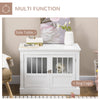 PawHut Dog Crate Furniture, 31" Dog Kennel Side End Table with Three Doors, Indoor Dog Cage for Small Dogs, White