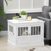 PawHut Dog Crate Furniture, 31" Dog Kennel Side End Table with Three Doors, Indoor Dog Cage for Small Dogs, White