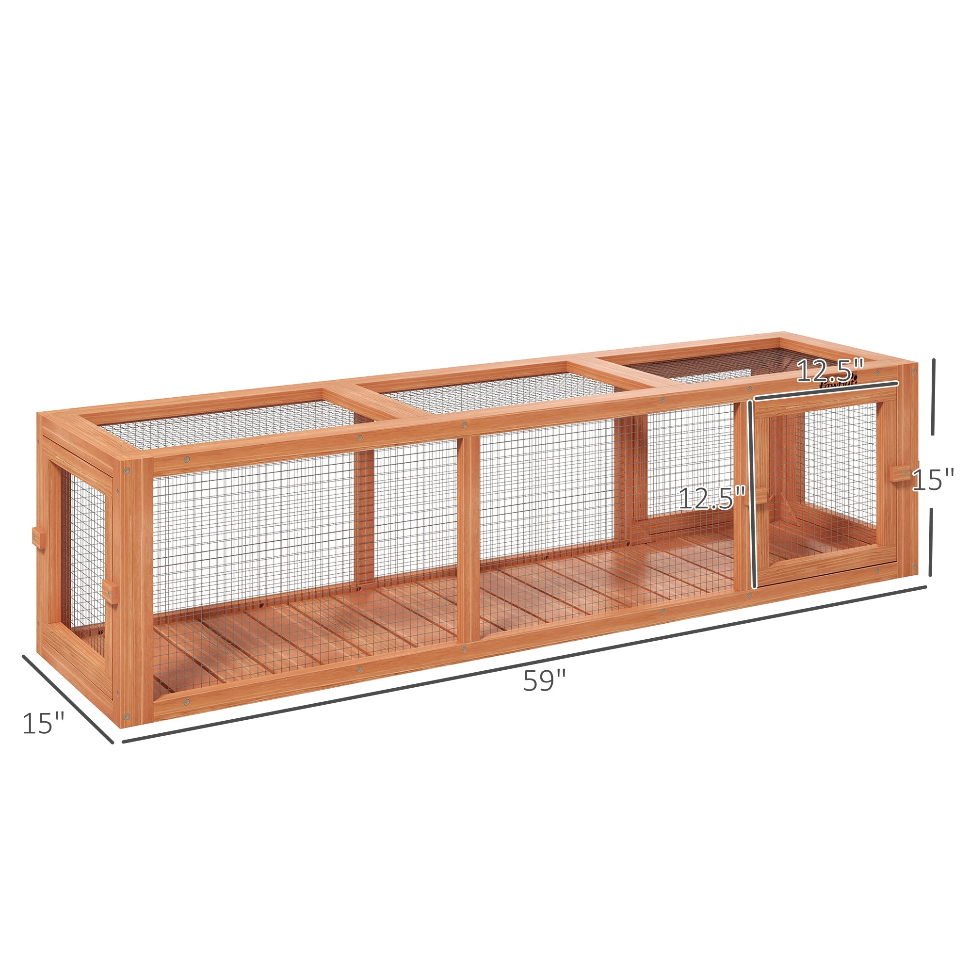 PawHut Outdoor Cat Tunnel with Extendable Design, 59" L Wooden Cat Run with Weather Protection, Connecting Inside and Outside, for Deck Patios, Balconies, Orange