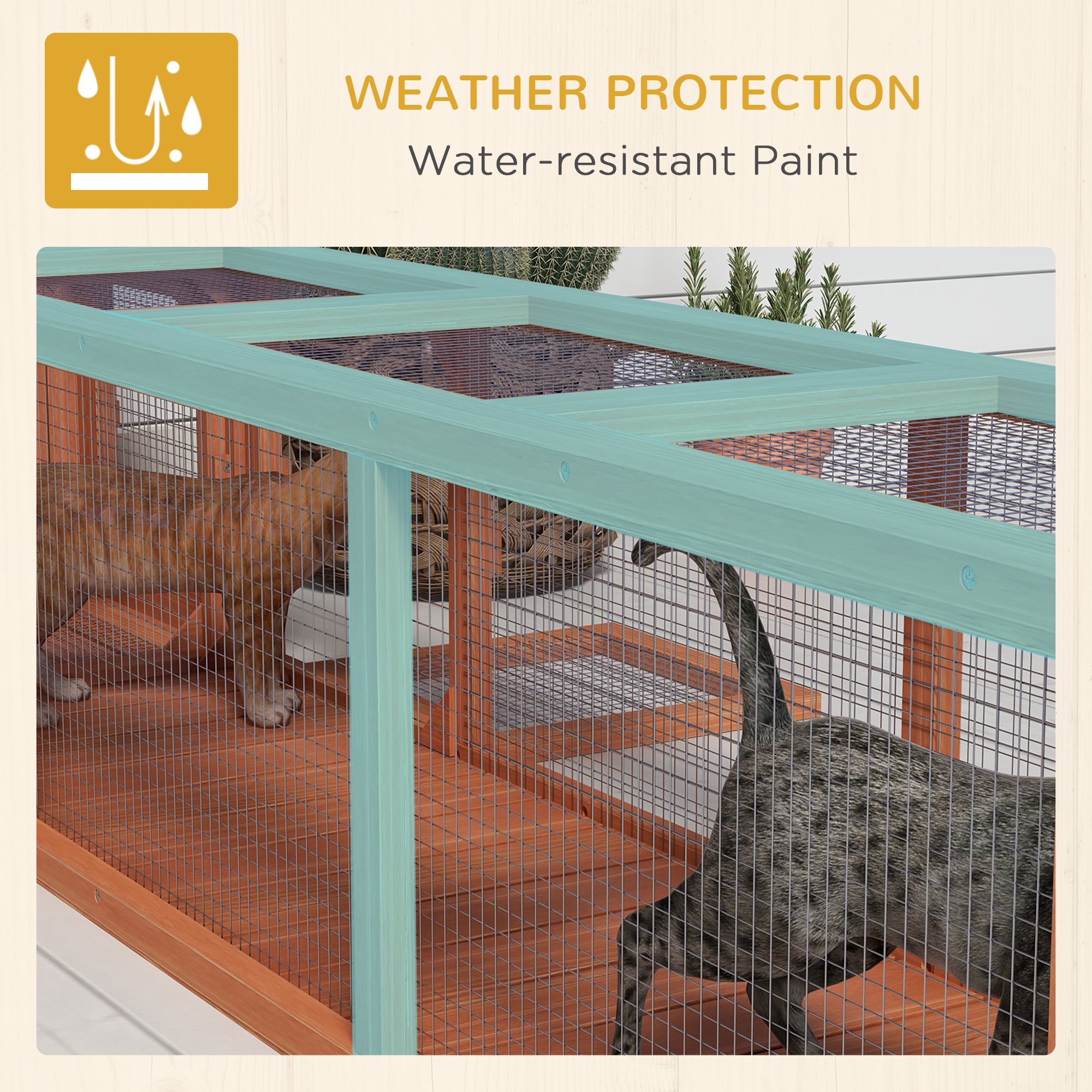 PawHut Outdoor Cat Tunnel with Extendable Design, 59" L Wooden Cat Run with Weather Protection, Connecting Inside and Outside, for Deck Patios, Balconies, Orange