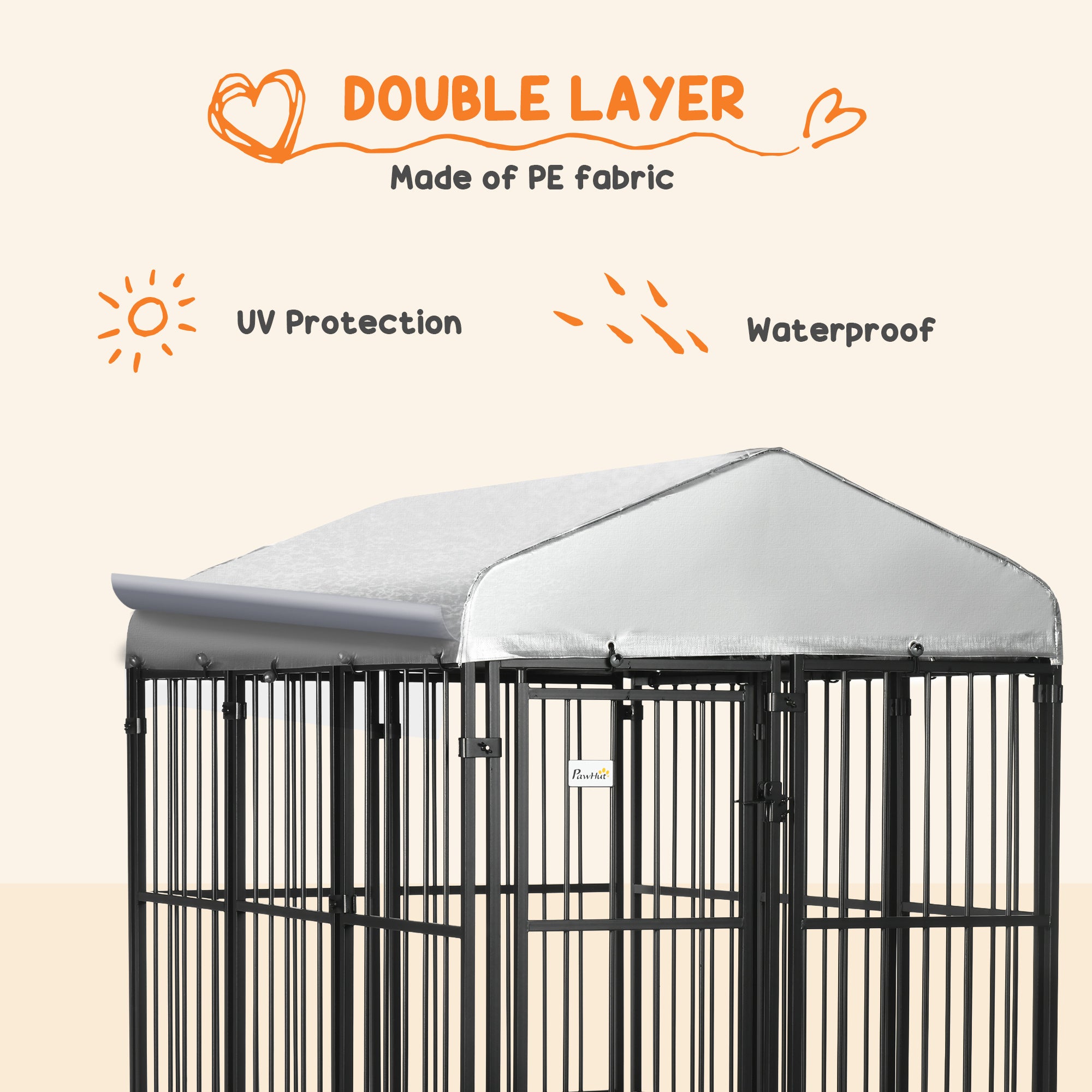 PawHut 6 x 4 x 6ft Dog Kennel for Medium and Large Dogs, Outdoor Dog Playpen House with UV-Resistant Roof, Heavy-Duty Chain Link and Secure Lock