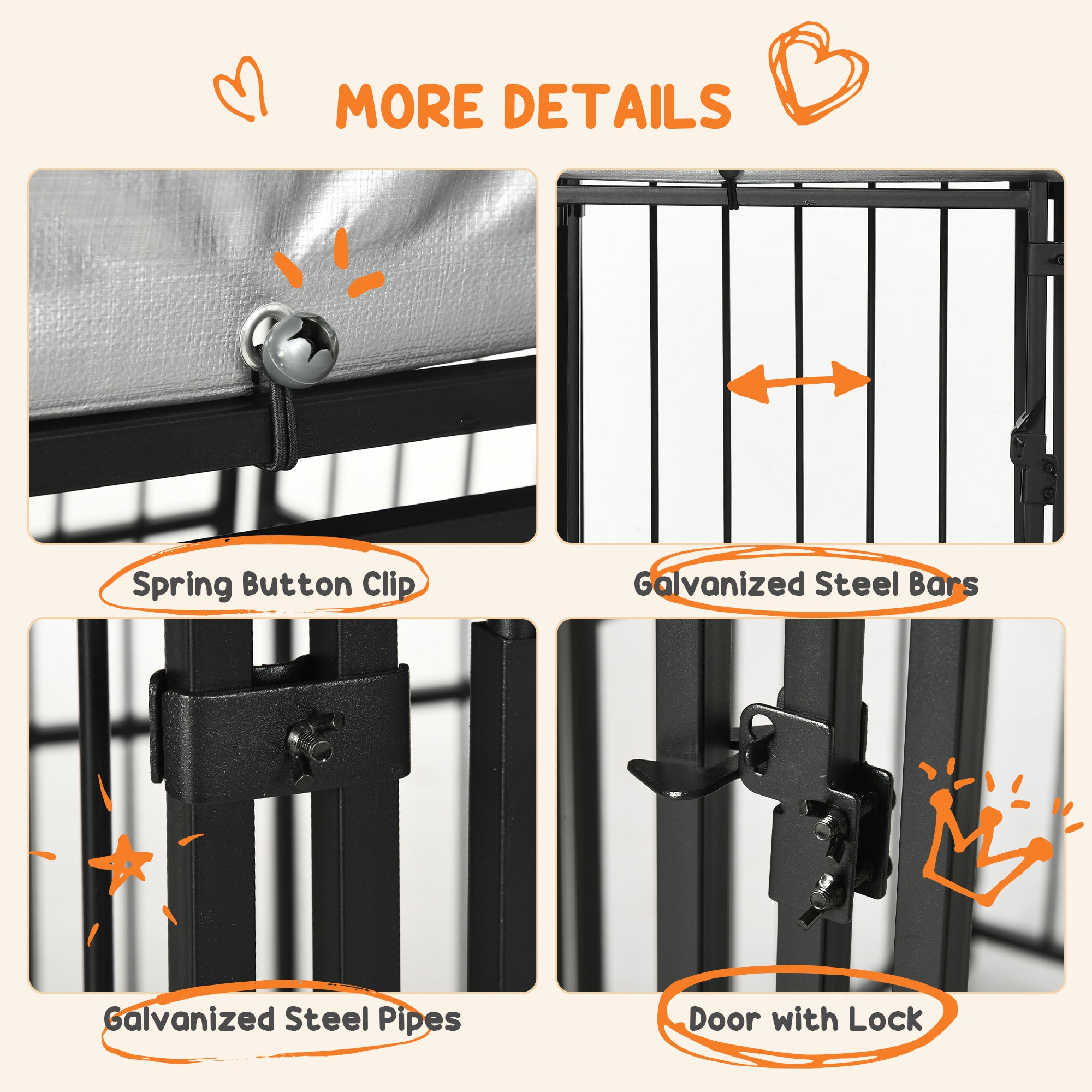 PawHut 6 x 4 x 6ft Dog Kennel for Medium and Large Dogs, Outdoor Dog Playpen House with UV-Resistant Roof, Heavy-Duty Chain Link and Secure Lock
