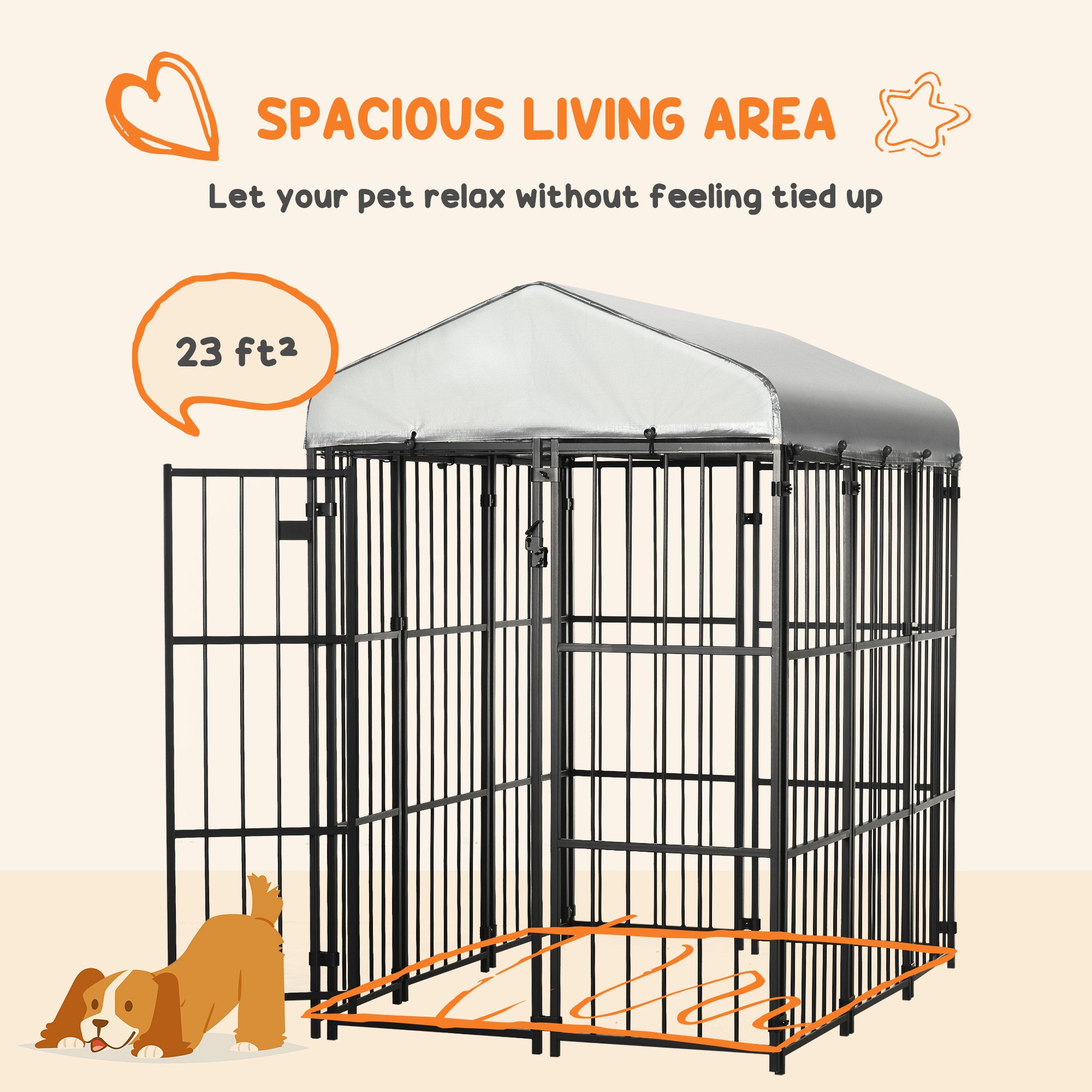 PawHut 6 x 4 x 6ft Dog Kennel for Medium and Large Dogs, Outdoor Dog Playpen House with UV-Resistant Roof, Heavy-Duty Chain Link and Secure Lock