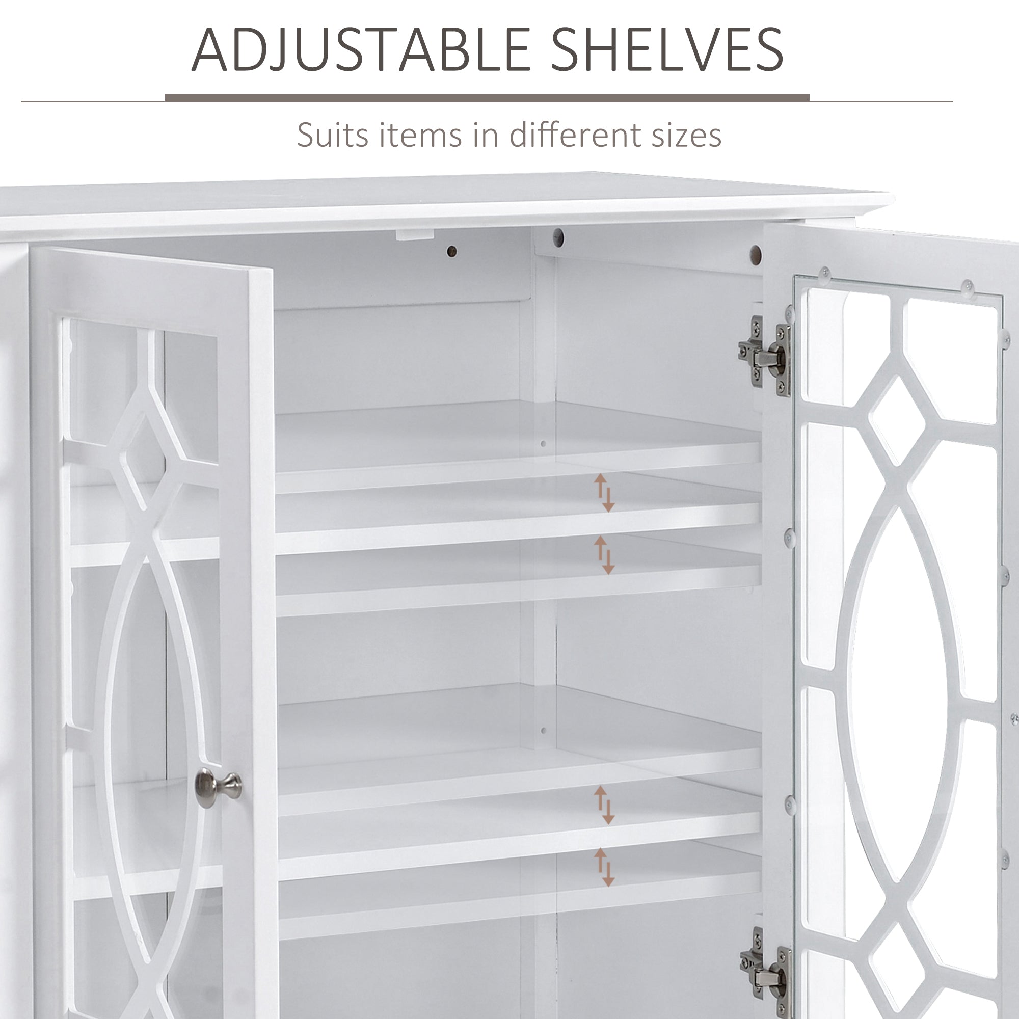 HOMCOM Sideboard Display Cabinet with Double Framed Glass Doors, 2 Adjustable Shelves, and Elevated Base, White