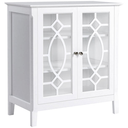 HOMCOM Sideboard Display Cabinet with Double Framed Glass Doors, 2 Adjustable Shelves, and Elevated Base, White