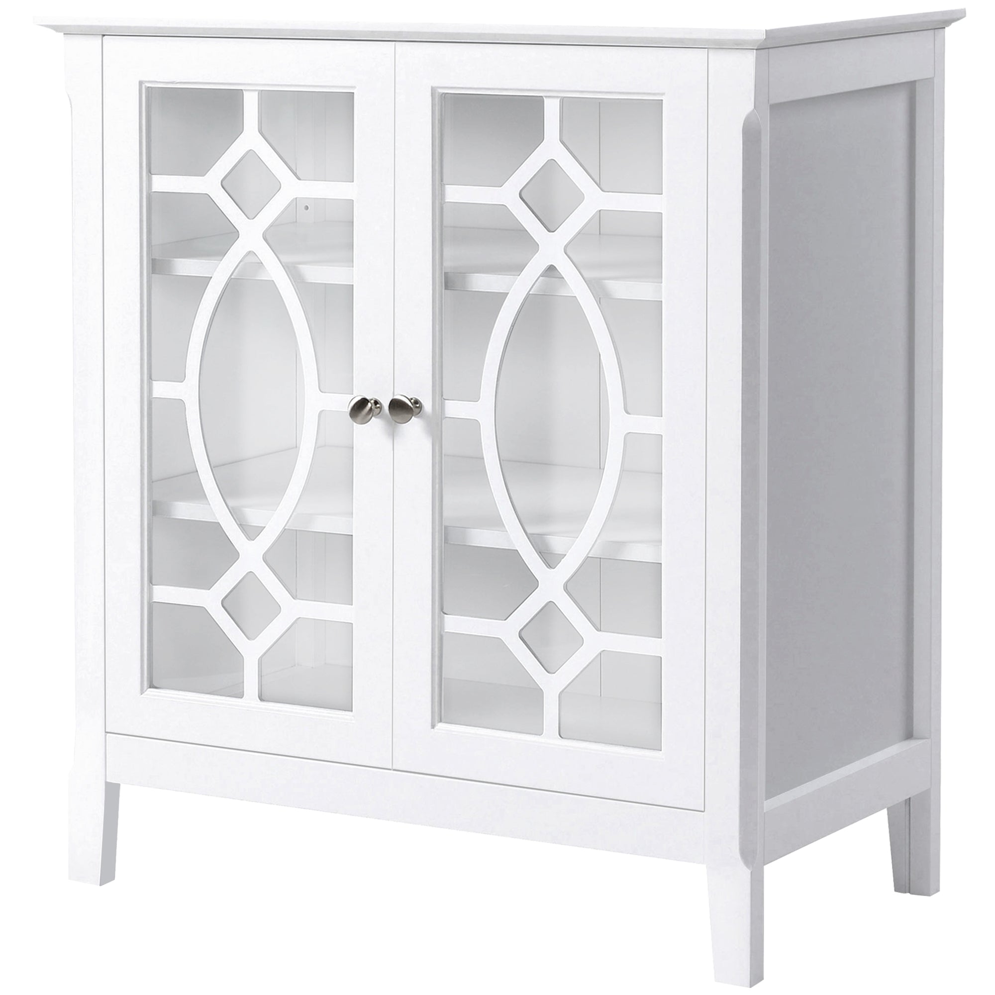HOMCOM Sideboard Display Cabinet with Double Framed Glass Doors, 2 Adjustable Shelves, and Elevated Base, White
