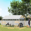 PawHut Outdoor Dog Kennel with Roof, Heavy Duty Galvanized Steel Dog Run Chain Link w/ Waterproof UV-Resistant Cover, Safety Lockable Latch System, 13.1' x 7.5' x 7.8