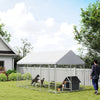 PawHut Outdoor Dog Kennel with Roof, Heavy Duty Galvanized Steel Dog Run Chain Link w/ Waterproof UV-Resistant Cover, Safety Lockable Latch System, 13.1' x 7.5' x 7.8