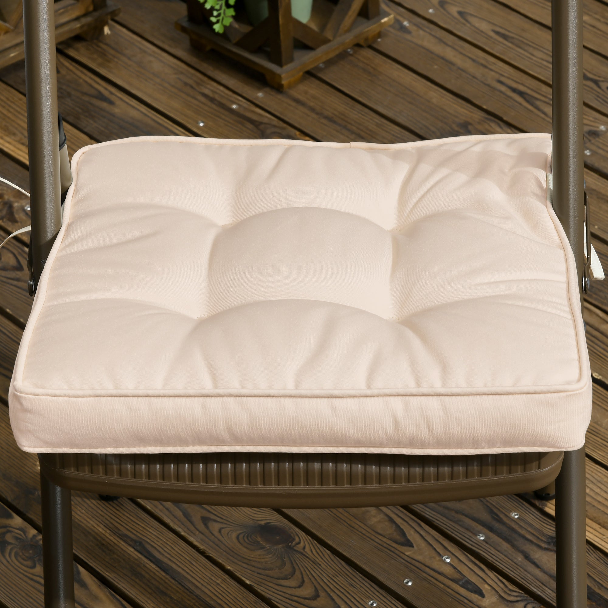 Outsunny 4 Piece Outdoor Chair Cushions, 16.5" x 16.5" Patio Furniture Cushions Seat Pad for Garden Conversation Set, Cream White