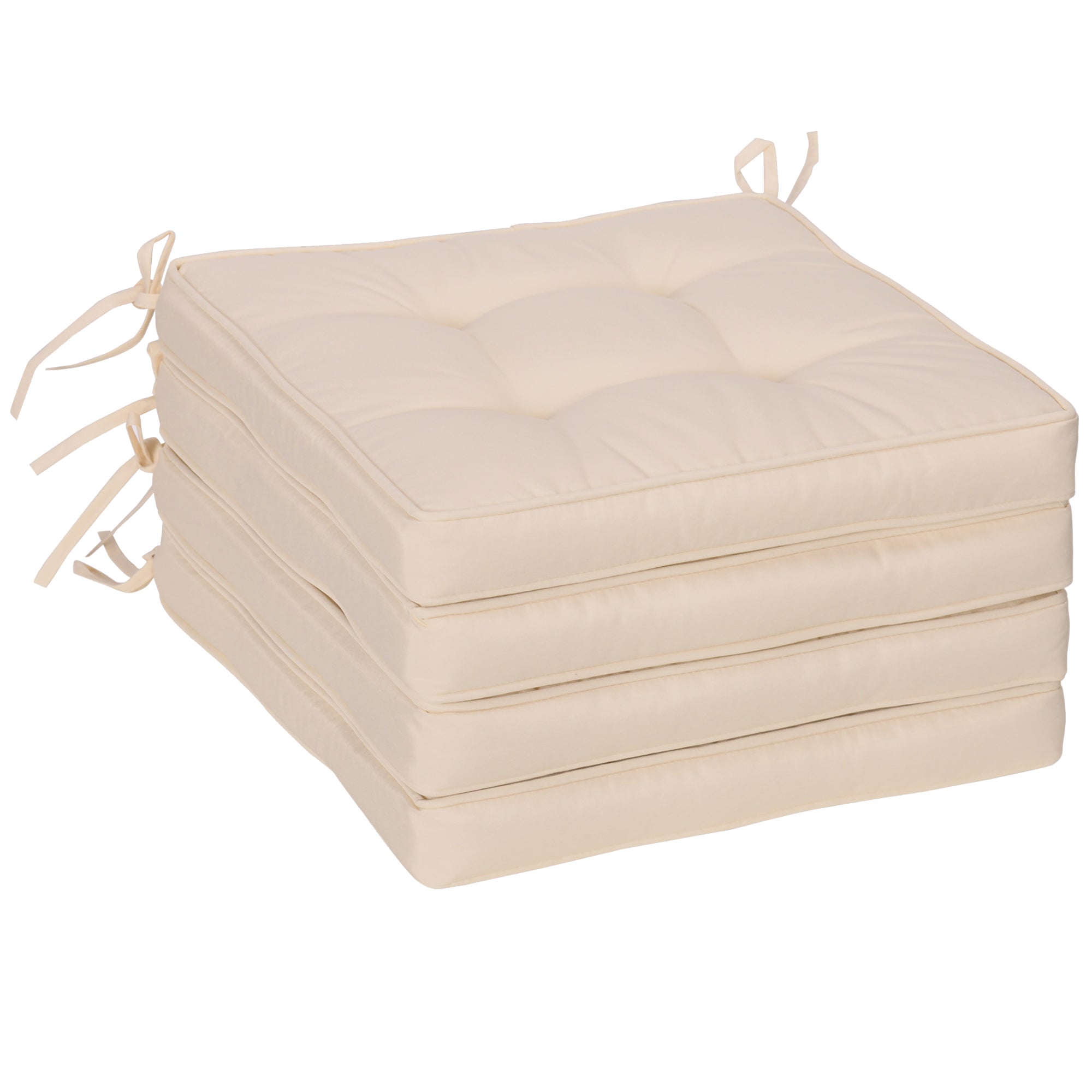 Outsunny 4 Piece Outdoor Chair Cushions, 16.5" x 16.5" Patio Furniture Cushions Seat Pad for Garden Conversation Set, Cream White