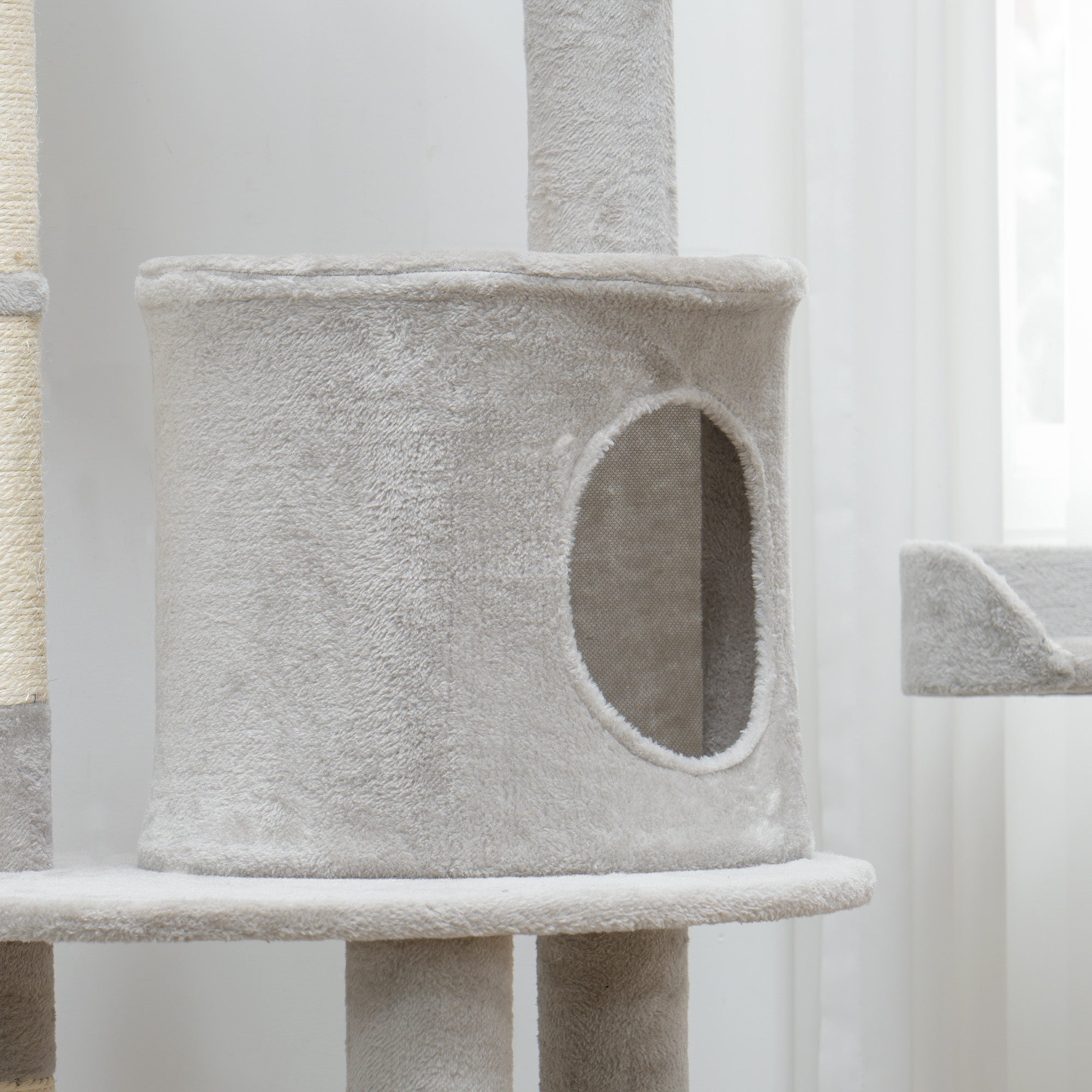 PawHut 73.5" Tall Cat Tree, Multi-Level Cat Tower for Indoor Cats with Scratching Posts, Cat Condos, Bed, Platforms, Toy Balls, Cat Activity Center, Light Grey