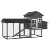 PawHut 84" Chicken Coop Wooden Hen House Rabbit Hutch Poultry Cage Pen Outdoor Backyard with Nesting Box and Run, Grey