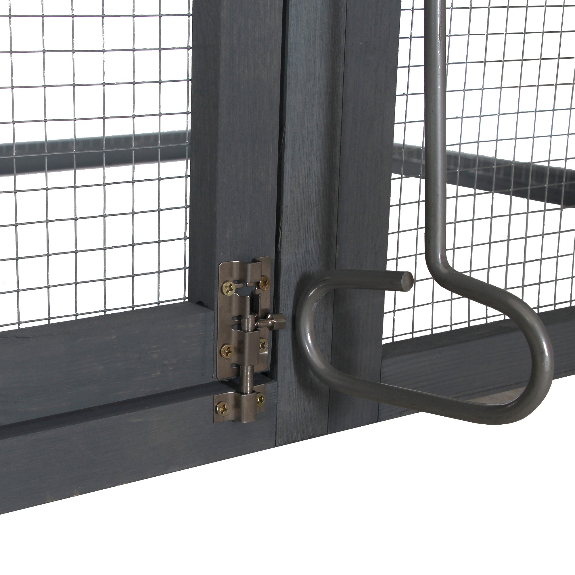 PawHut 84" Chicken Coop Wooden Hen House Rabbit Hutch Poultry Cage Pen Outdoor Backyard with Nesting Box and Run, Grey